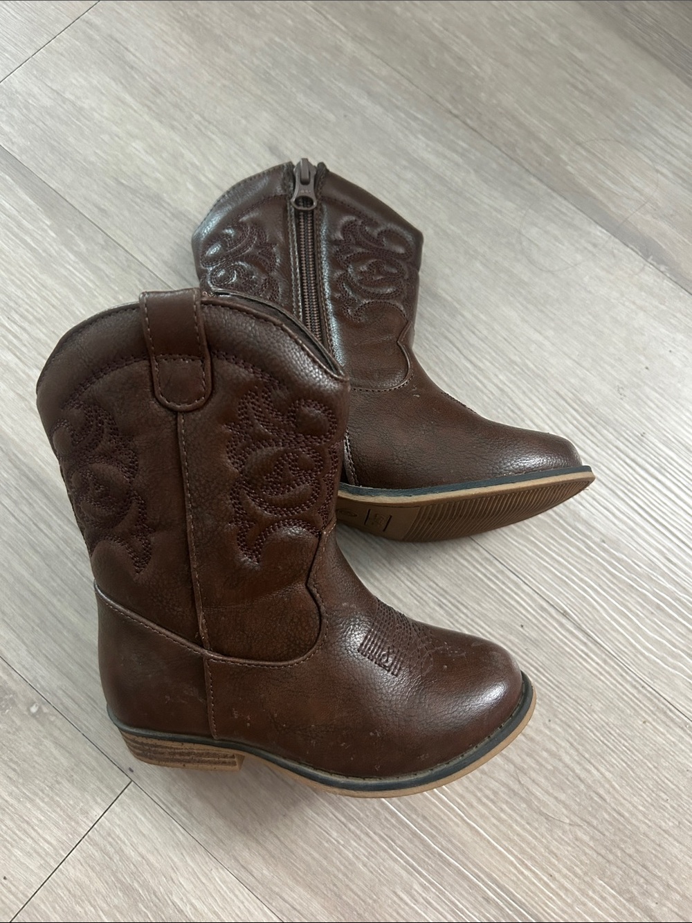 Brown Kids' Western Zip Cowboy Boots